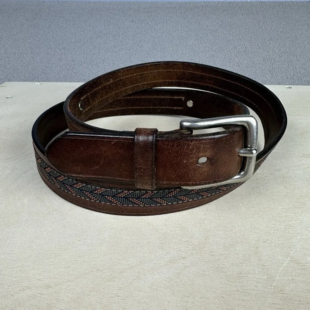 Gap Buffalo Nickel Men's Leather Belt Southwest Chevron Insert Size 40